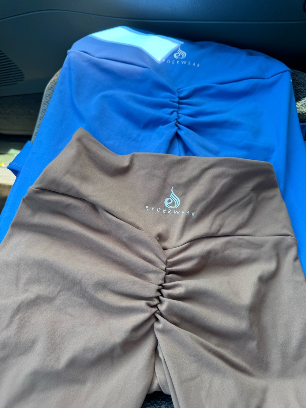 Ryderwear Kids Ruched High-Waist Leggings - Blue & Brown